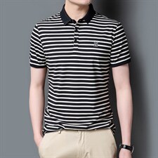 时尚短袖T恤男条纹翻领上衣夏季新款青年男士休闲百搭潮流体恤衫，男装T恤，电商B212（原钱塘6029）