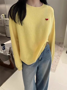 马鞍肩爱心圆领六色M胸围100衣长59L胸围105衣长60