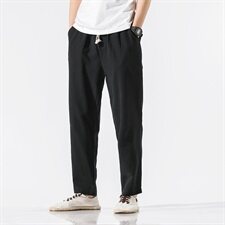2021新款春夏季中国风棉麻休闲裤直筒裤男灯笼裤QT6008-1-K65-P65，男装休闲裤，电商A008