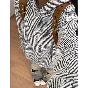 满天星连帽卫衣男秋季上衣服美式重磅秋冬斑马纹外套 W3382图片