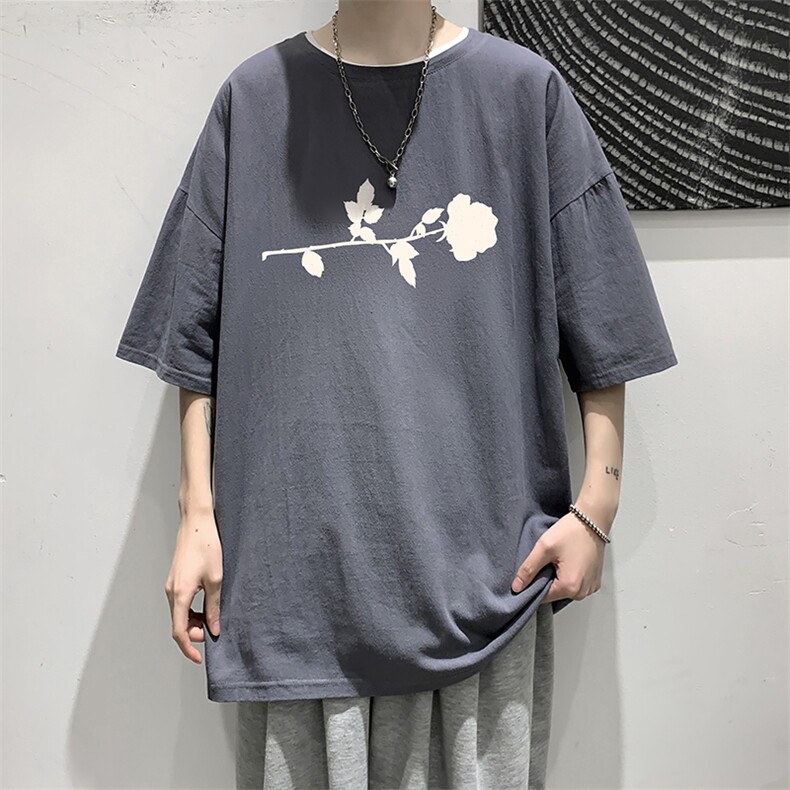 YT26360-P30亚麻短袖t恤男大码五分袖男宽松七分袖大皂风模特,男装T恤,电商A040