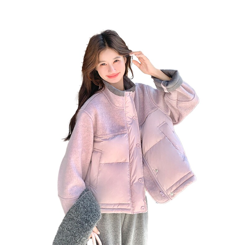 【新品】设计感毛呢拼接羽绒服外套女5161-P245-K368,女装羽绒服,2C126