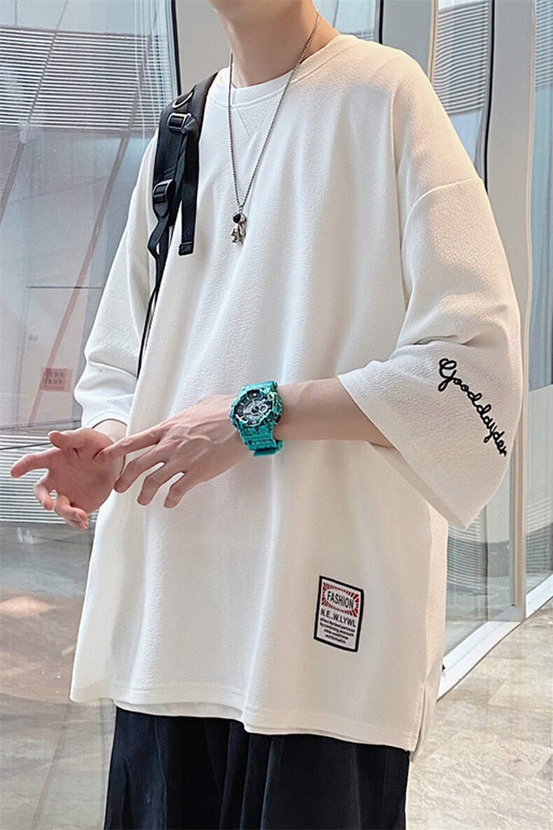 胖子短袖T恤男夏季宽松加肥大码oversize上衣ins潮牌半袖体恤男装,男装T恤,星座909