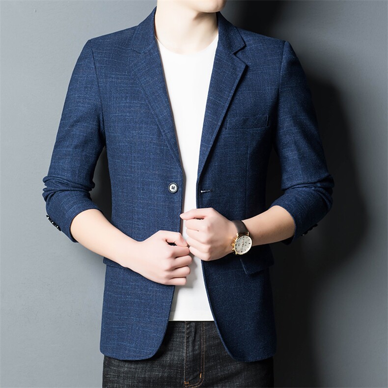 休闲西装男外套秋冬季男士韩版西服套装高级感修身青年帅气小西服图片