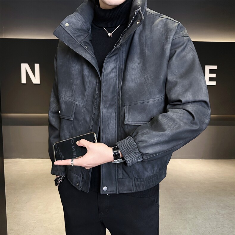 新标90绒男士皮羽绒服冬季2025新款立领外套A313-888-P305,男装羽绒服,电商A313