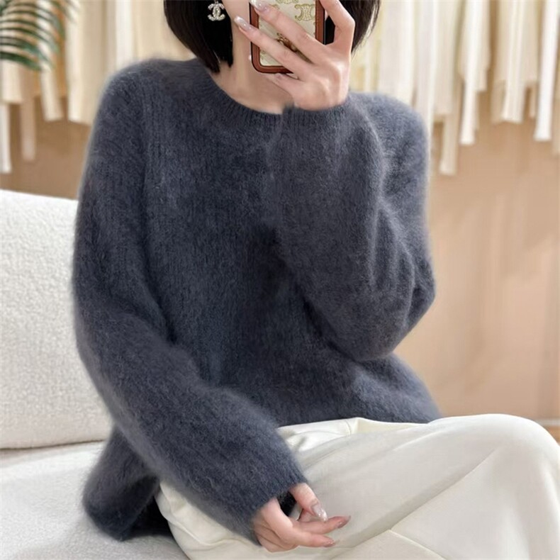 羊绒衫女羊绒圆领内搭毛衣百搭针织打底上衣,女装羊绒衫,仟禧羊绒