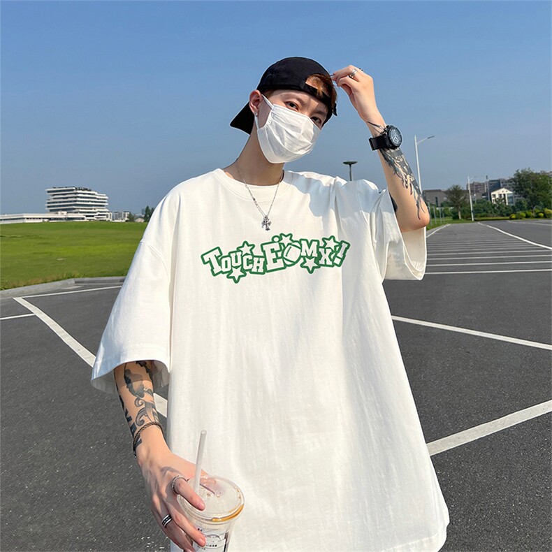 240G重磅美式印花纯棉大码宽松休闲短袖T恤 T334-P25控38图片