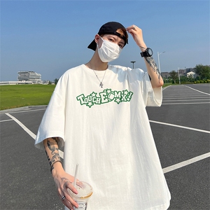 240G重磅美式印花纯棉大码宽松休闲短袖T恤 T334-P25控38图片