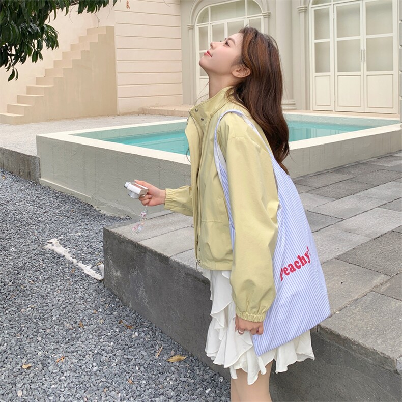[现货新款]浅黄色休闲短外套女宽松春秋上衣2C353--723#P165K268,女装短外套,2C353
