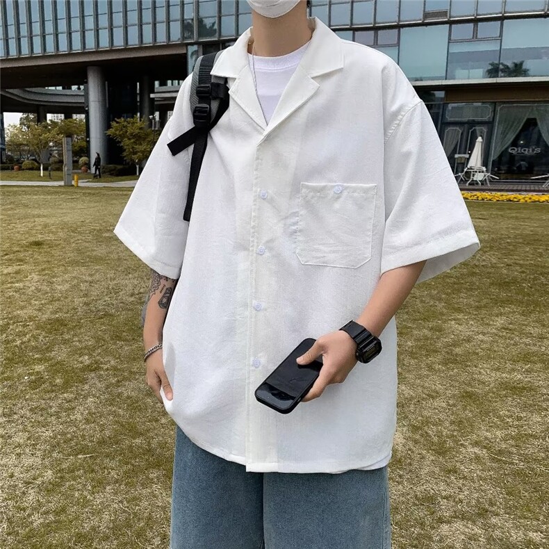 慵懒潮ins衬衫青春流行五分袖标准男百搭C4503P28图片