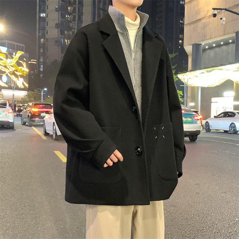 加绒加厚毛呢大衣西装外套潮504-F61-P75控118（加绒P85控128）,男装毛呢大衣,星座504