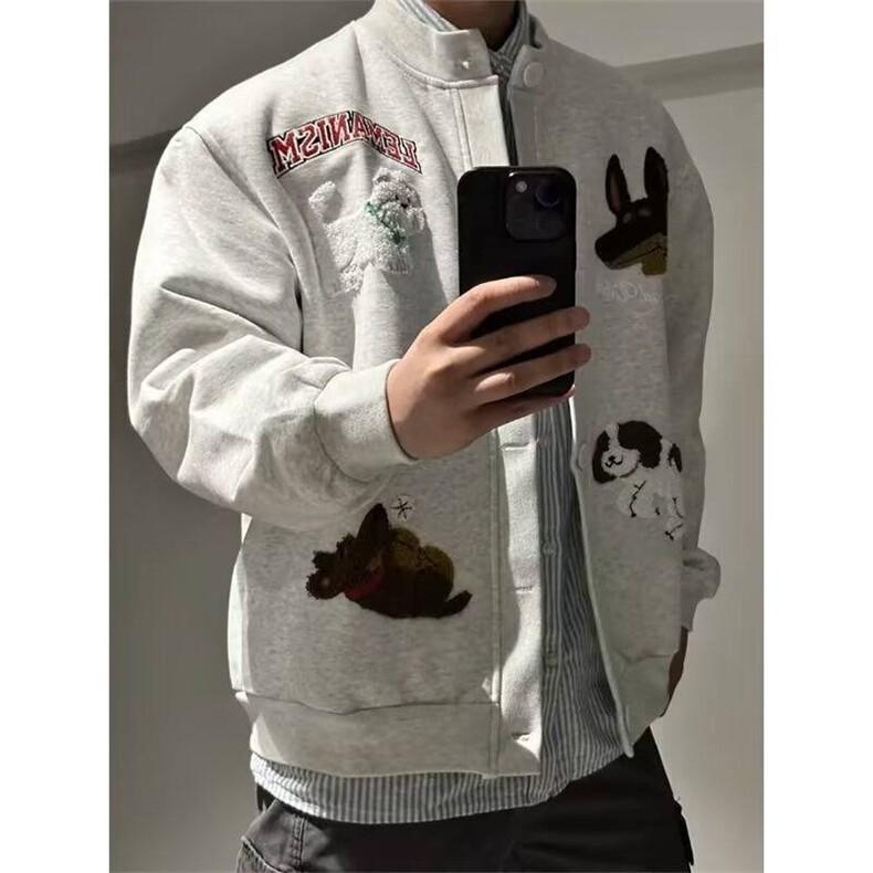 现货DW038-批50卡通小狗毛巾绣圆领卫衣男女开衫图片