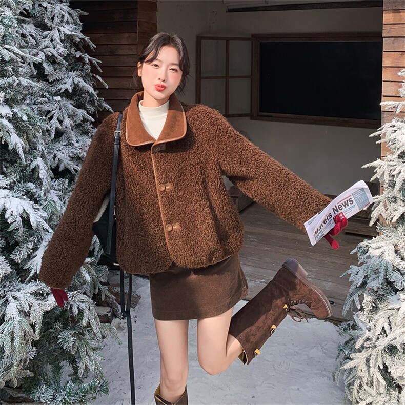 2025新款冬季新品！正反两穿高级感皮毛一体棉服外套,女装棉衣/棉服,1C151