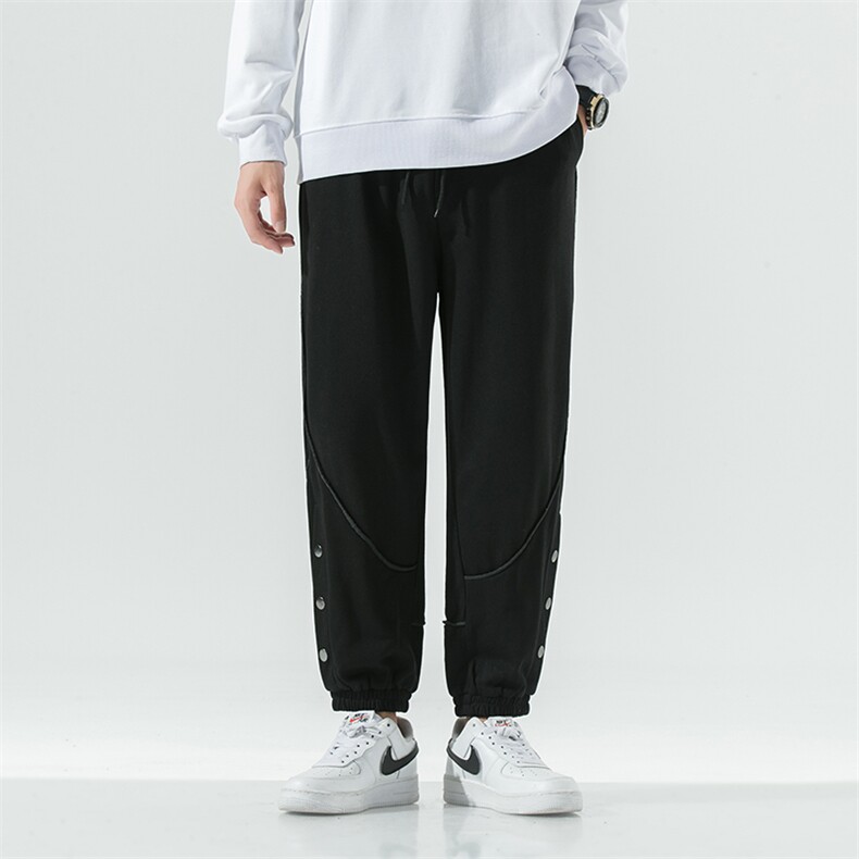 男士休闲裤秋季帅气宽松束脚排扣裤子韩版潮流百搭个性运动卫裤，男装休闲裤，电商A011（原4039）