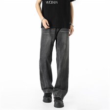 美式高街百搭直筒牛仔裤男潮牌垂感阔腿宽松XZ201-1102P48，男装牛仔裤，星座201