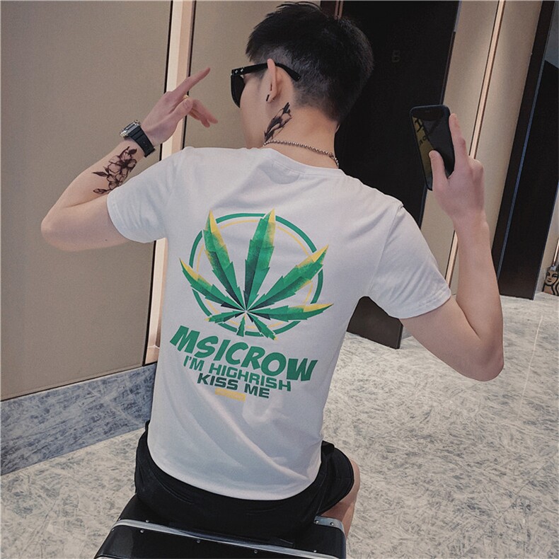 夏季上衣男短袖修身t恤网红社会精神小伙潮流小衫C301B-DT24，男装T恤，电商C301B