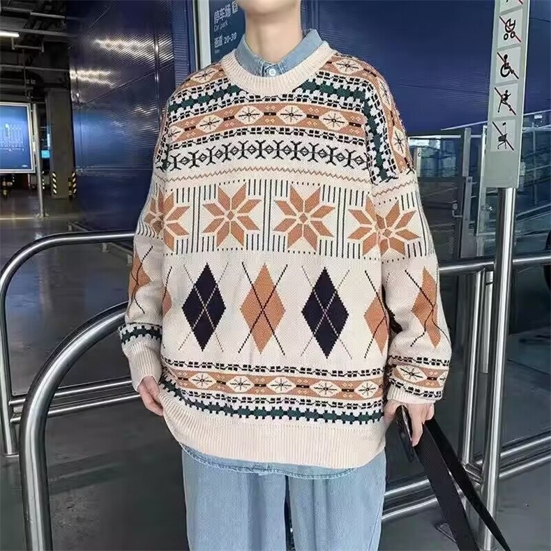 秋冬款复古套头毛衣男ins情侣韩版潮流港风个性宽松慵懒风针织,男装针织衫/毛衣,星座218-1（原230）