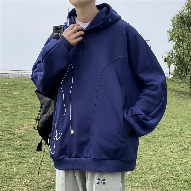 卫衣男款潮牌2025新款春秋季美式高街设计感小众重磅排扣连帽外套图片