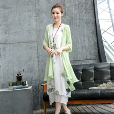 通勤圆领高腰套头七分袖中长款两件套2022年春季，女装套装/套裙，韩宇舍