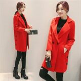 中长款长袖2020年冬季甜美羊毛毛呢外套西装领直筒，女装毛呢外套，笃写