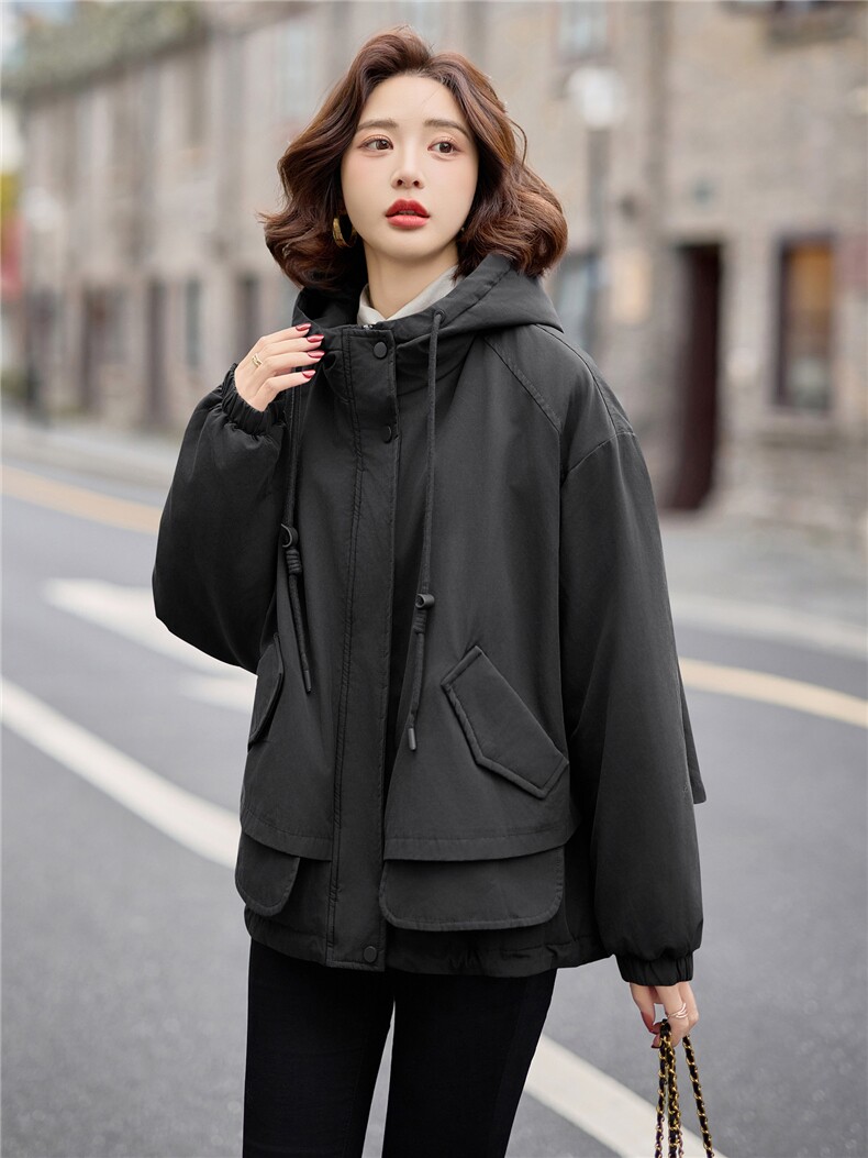 2025冬季女装新款大量现货时尚休闲连帽加棉派克服棉服,女装派克服,魅衣本色