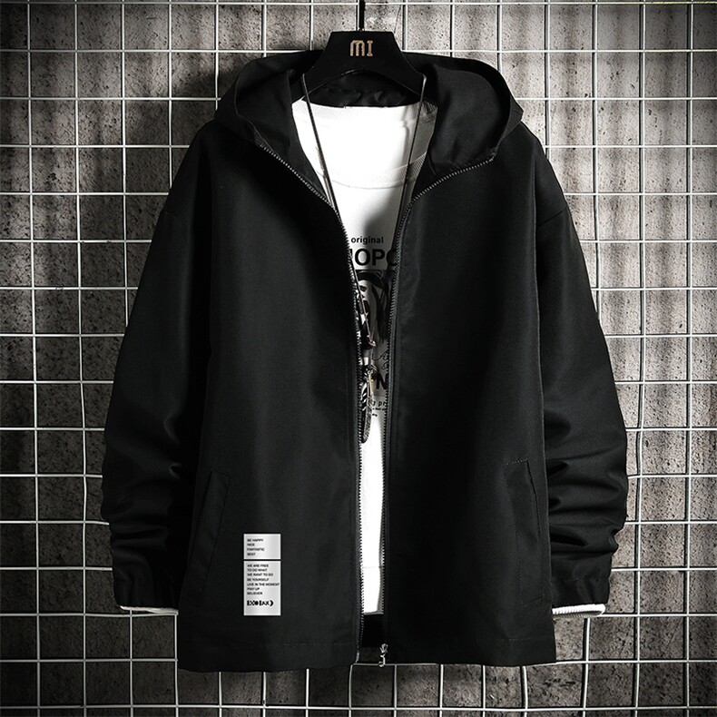 JK65045-P45 连帽夹克男大码胖子棒球服上衣外套 网格挂拍图片