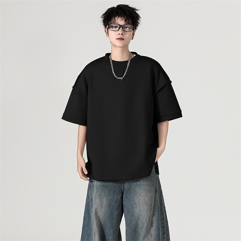 现货-夏季新品立体个性T恤男重磅潮流纯色圆领短袖-AT2428-P48,男装T恤,电商A351