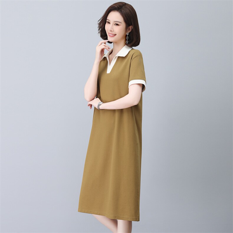 2023夏季新款时尚拼色休闲连衣裙宽松显瘦百搭气质女装,女装连衣裙,依恋蒂丝