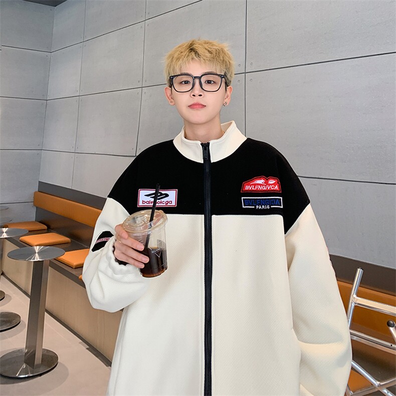 美式拼接绣花外套情侣夹克青少年百搭宽松XZ225-3-JK05-P105控145,男装夹克,星座225-3
