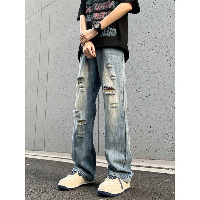 B221 美式ins高街暗黑小众夏季重工艺破洞牛仔裤LK24178-P65 控88图片