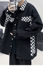 棋盘格拼接夹克男装春秋新款时尚外套潮流百搭宽松上衣JK101-P75，男装夹克，四季星座505