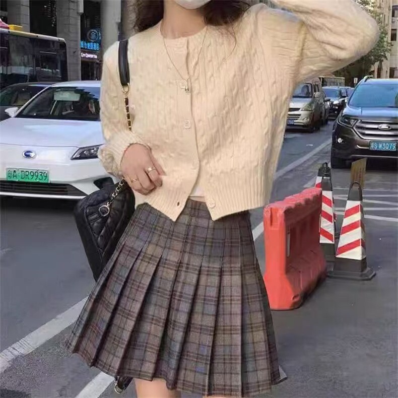 时尚百搭小麻花圆领女士羊毛开衫羊毛显瘦外套,女装羊毛衫,旭驰羊绒
