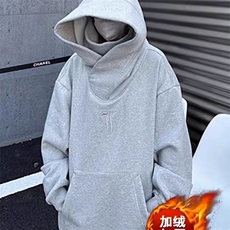 美式重磅高领卫衣男连帽冬季加绒宽松痞帅情侣休闲运动外套ins潮，女装短外套，星座506A