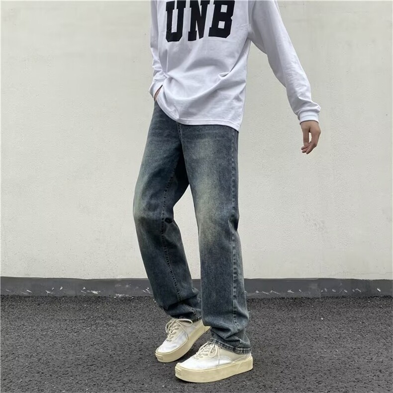 直筒复古蓝牛仔裤男秋季韩版情侣宽松休闲裤牛仔裤TG29-P45有货,男装牛仔裤,星座302B