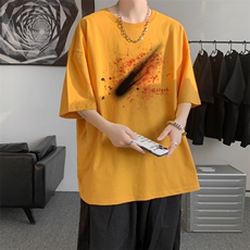 夏季内景纯棉短袖T恤男小众潮牌宽松圆领体恤衫DT9656，男装T恤，电商B316