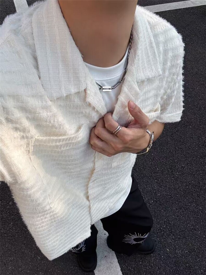 原版面料档口现货~夏季狐绒萃古巴领透气老钱风短袖CT25113批48,男装T恤,星座1004-6