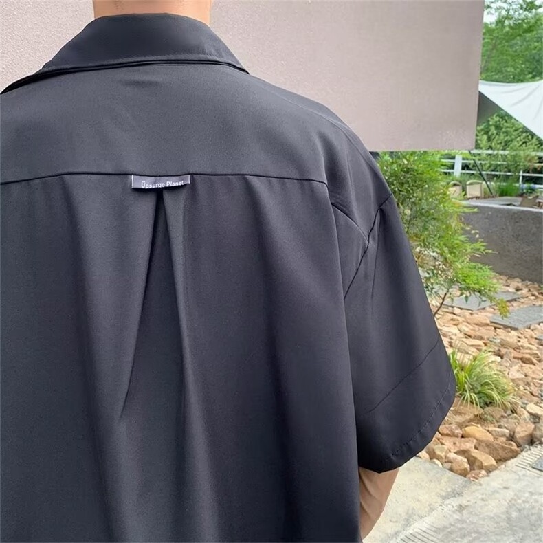 美式复古夏季薄款短袖衬衫男痞帅vintage设计感小众宽松半袖衬衣,男装T恤,星座506A