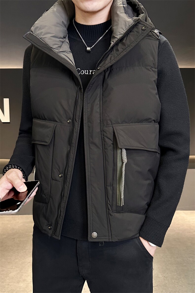 短款连帽马健男休闲日系面包服保暖外套马甲背心M8082-P130,男装背心/马甲,电商A237
