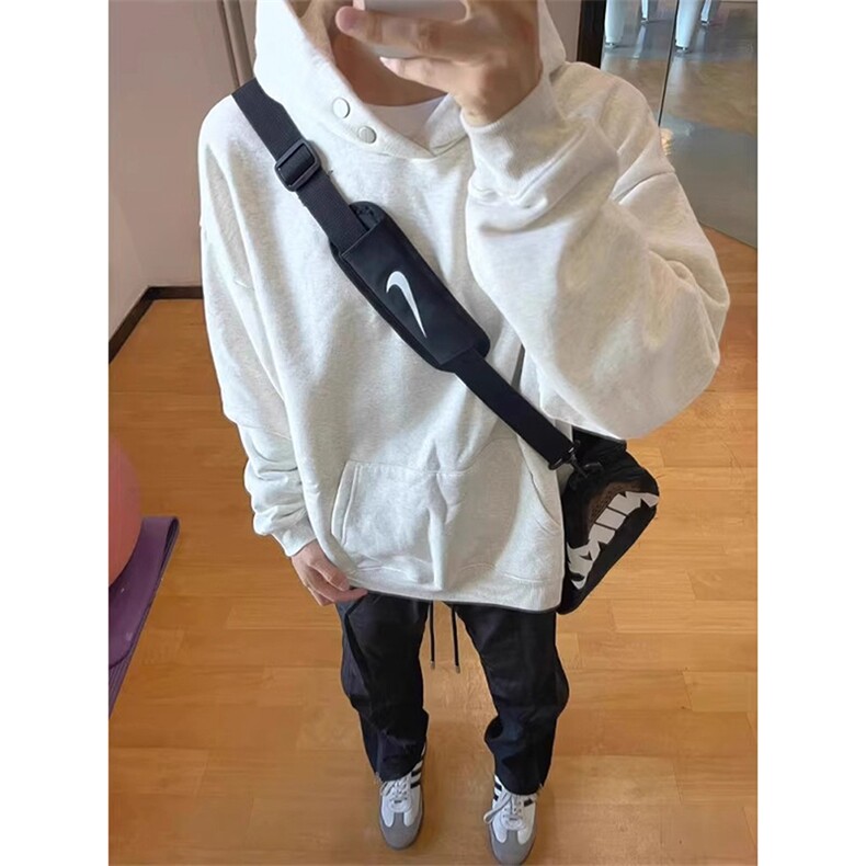 抖音得物品质二开26春装美式高街重磅廓形两粒扣连帽卫衣CM22，男装卫衣，电商A486