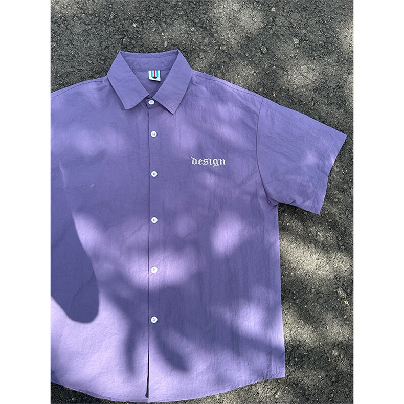 夏季新款速干短袖刺绣衬衫潮流港风宽松百搭男半袖CS285-P35,男装T恤,星座301C-5