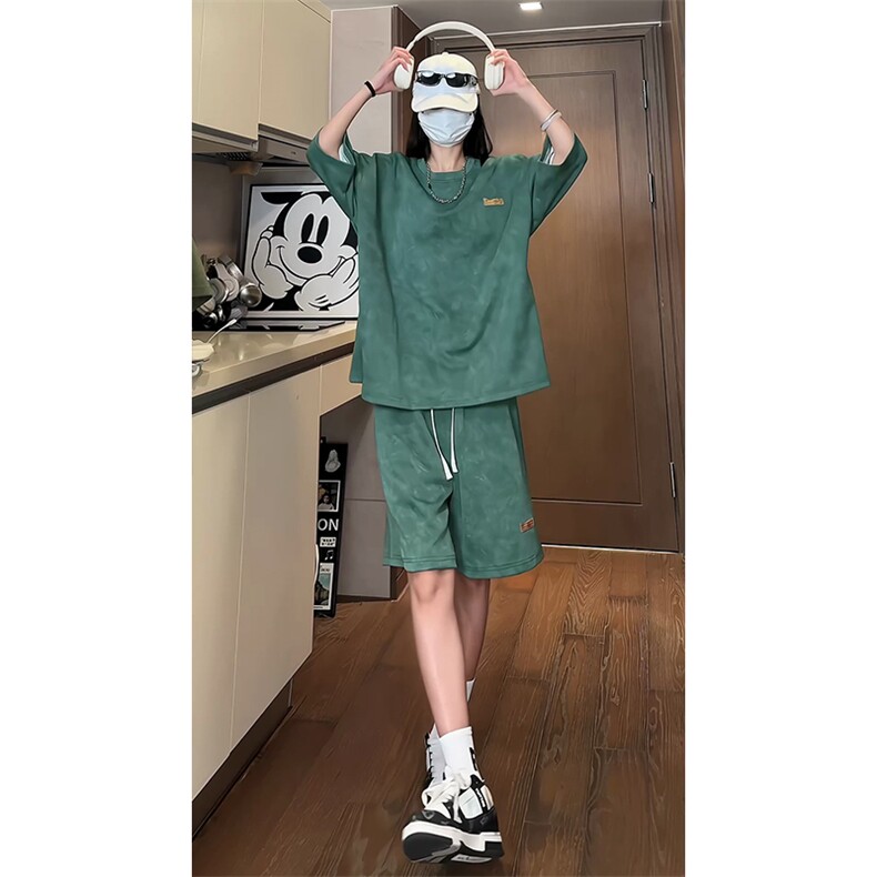 已做货TZ756-特批50控88高质感高克重套装圆领大码T恤短袖短裤,男装牛仔裤,电商A059