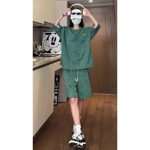 已做货 TZ756-特批50 控88高质感高克重套装圆领大码T恤短袖短裤图片