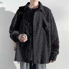 特批P45无差价25春款韩版潮流磨毛格子长袖衬衫男上衣潮衬衣C803，男装衬衫，电商A001