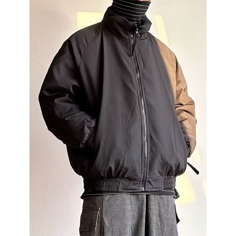 超保暖加厚冬季条纹棉服男士日系文艺拉链立领潮流YSDL-A91-P83,男装棉衣,星座1109-3