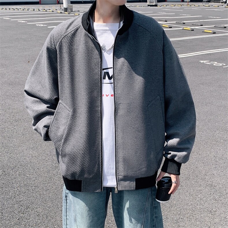 美式复古立领工装夹克cleanfit高级感短宽巴恩风外套jk2553p75,男装夹克,电商D315