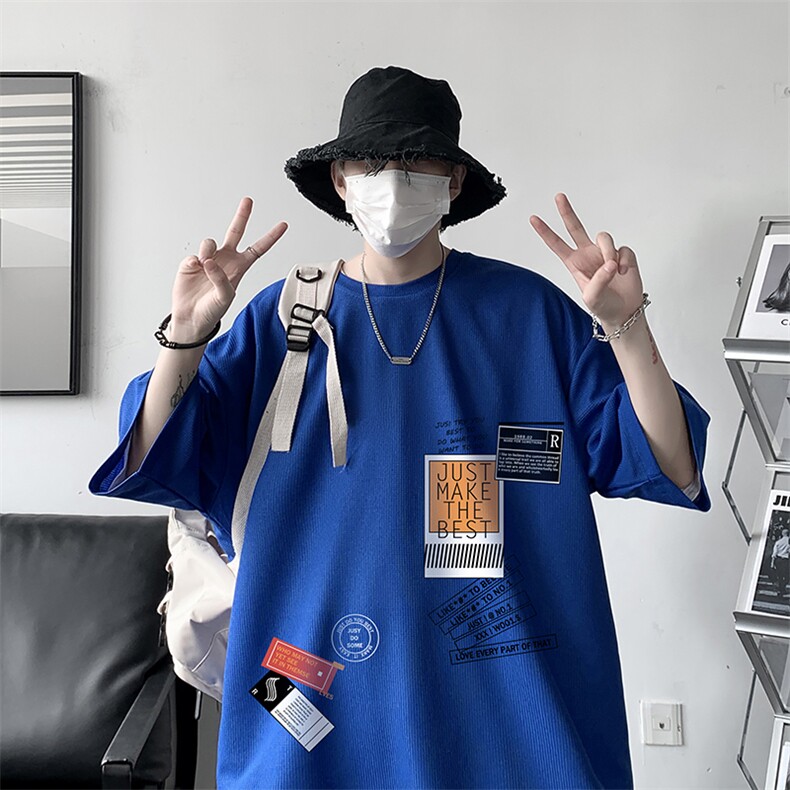 HT73121-P22华夫格t恤男短袖男大码五分袖大皂风,男装T恤,电商A040