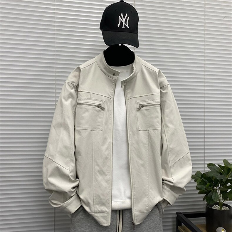 新款设计感美式复古百搭宽松男立领夹克潮JK9602-P65,男装夹克,星座208-5