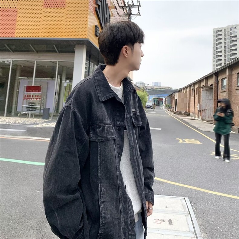 美式复古做旧水洗牛仔外套男女嘻哈帅气牛仔外套MW09P70,男装夹克,星座1116-2
