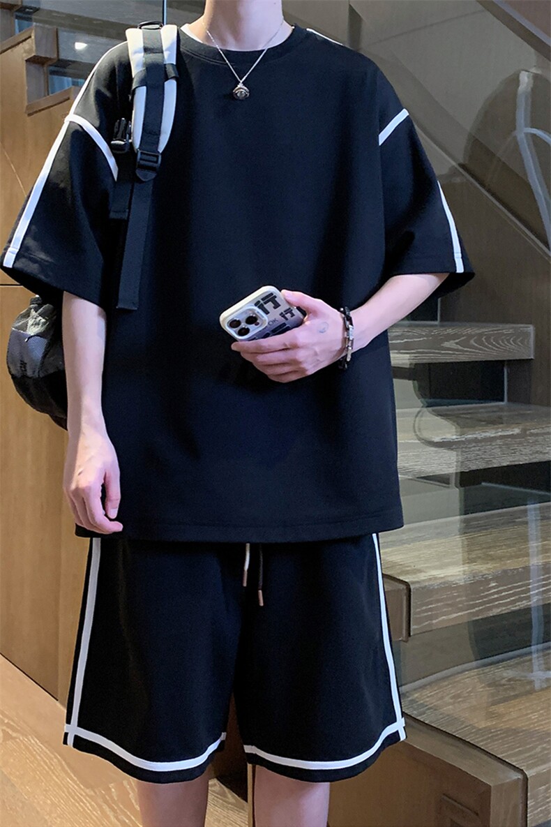 抖音得物品质重磅280克~夏季短袖短裤两件套休闲套装TZ563特P55,男装休闲套装,电商A309