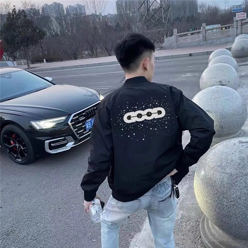 彩钻】秋季GOOD烫钻薄款夹克外套男情侣棒球服轻奢潮牌上衣,男装夹克,四季星座505